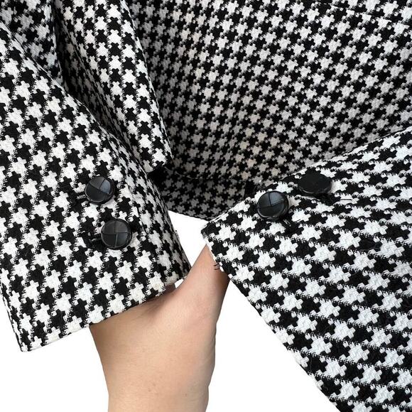 John Meyer Collection Houndstooth Black and White Jacket Size 8 Preppy Corpcore - Picture 6 of 7